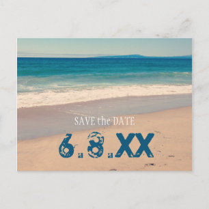 Carte Postale Plage de bord de mer sarcelle Enregistrer la date