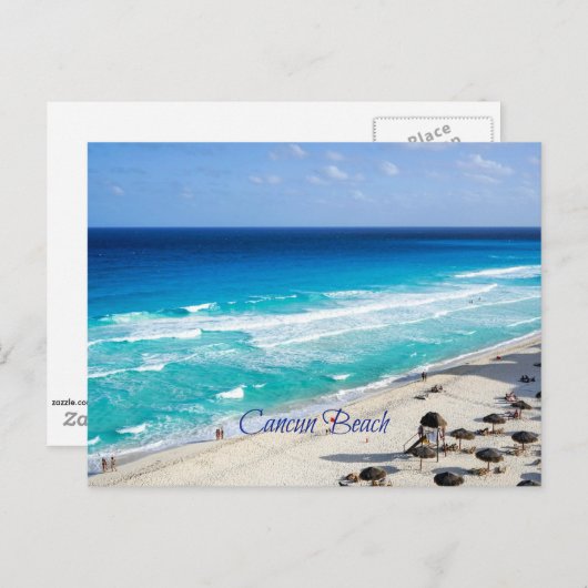 Carte Postale Plage de Cancun, Mexique (Devant / Derrière)