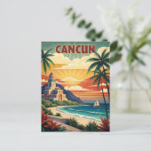 Carte Postale Plage de Cancun Vintage voyage Mexique (Debout devant)