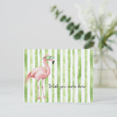 Carte Postale Plage de Flamant rose rose blanc vert (Debout devant)