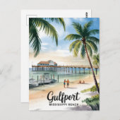 Carte Postale Plage de Gulfport Mississippi (Devant / Derrière)