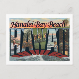 Carte Postale Plage de Hanalei Bay, Hawaii - Scènes à grandes le