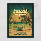 Carte Postale Plage de Kauai Hawaii Palmiers Rétro Souvenirs 60s (Devant)