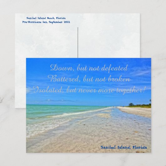 Carte Postale Plage de l'île de Sanibel Floride Pré-ouragan Ian (Devant / Derrière)