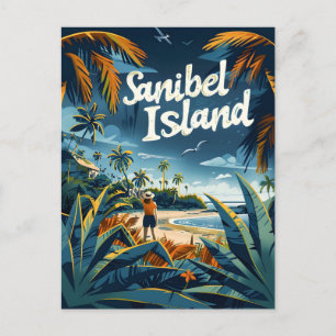 Carte Postale Plage de l'île de Sanibel Vintage