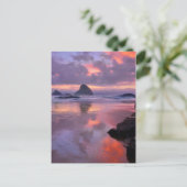 Carte Postale Plage de l'Oregon et piles de mer, coucher de sole (Debout devant)