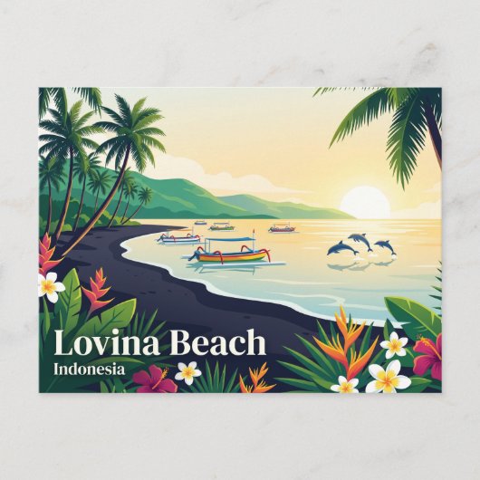 Carte Postale Plage de Lovina Indonésie (Devant)