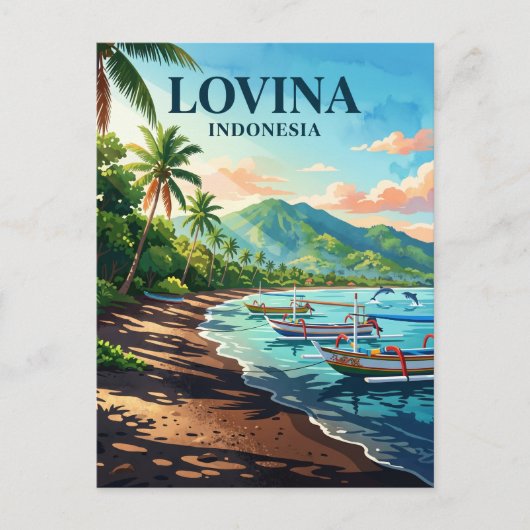 Carte Postale Plage de Lovina Indonésie (Devant)