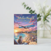 Carte Postale Plage de Maho Saint-Martin (Debout devant)