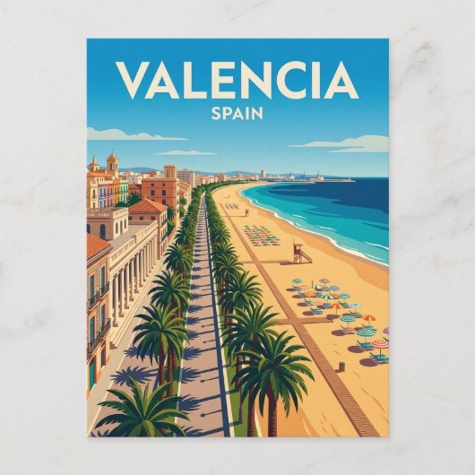 Carte Postale Plage de Malvarrosa Espagne (Devant)