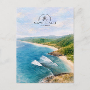 Carte Postale Plage de Mawi Côte sud de Lombok Indonésie