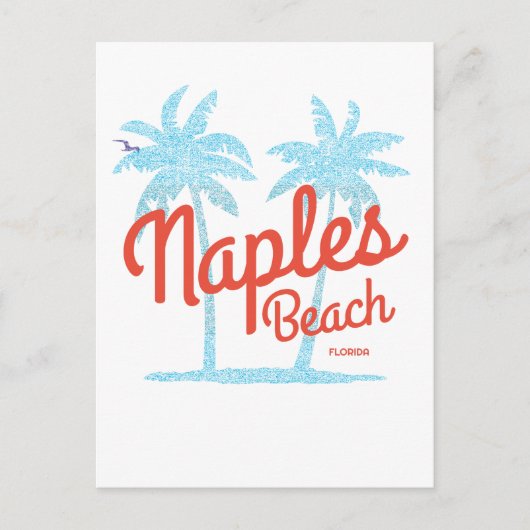 Carte Postale Plage de Naples Floride États-Unis Palmiers Bleus (Devant)