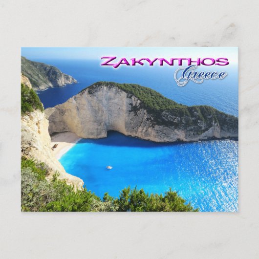 Carte Postale Plage de Navagio, Zakynthos, Grèce (Devant)