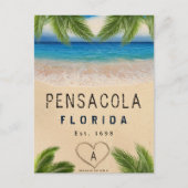 Carte Postale Plage de Pensacola Floride Sable Tropical Palm Feu (Devant)