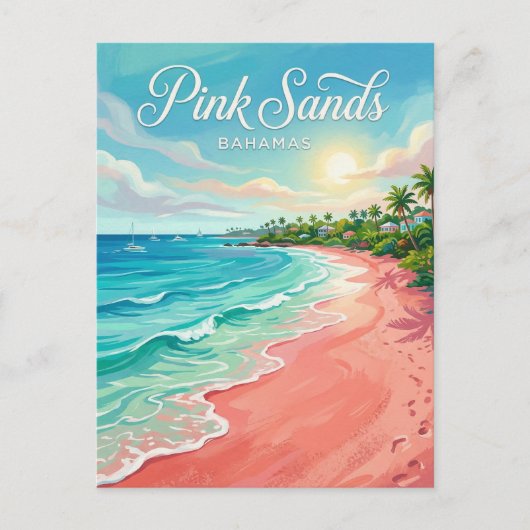Carte Postale Plage de Pink Sands Bahamas (Devant)