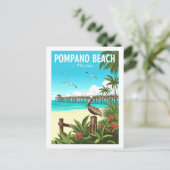 Carte Postale Plage de Pompano vintage Floride (Debout devant)