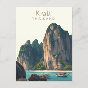 Carte Postale Plage de Railay, Krabi Thaïlande Illustration vint