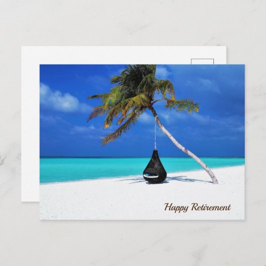 Carte Postale Plage de retraite heureuse (Devant / Derrière)