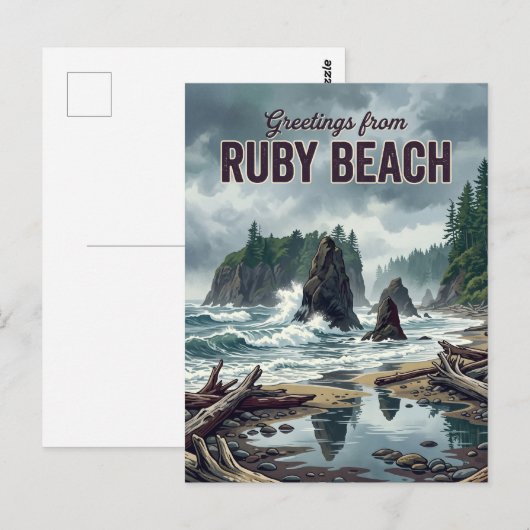 Carte Postale Plage de Ruby Washington (Devant / Derrière)