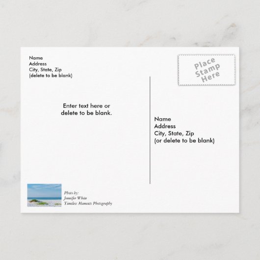 Carte Postale Plage de sable blanc Côte de Floride Merci (Dos)