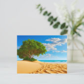Carte Postale Plage de sable de l'île tropicale déserte (Debout devant)
