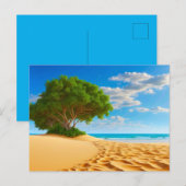 Carte Postale Plage de sable de l'île tropicale déserte (Devant / Derrière)