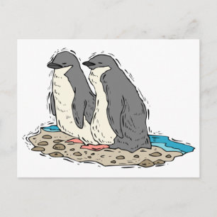 Carte Postale Plage de sable de Penguin Couple