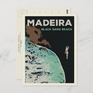 Carte Postale Plage de sable noir de Madère illustration Portuga