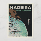 Carte Postale Plage de sable noir de Madère illustration Portuga (Devant)