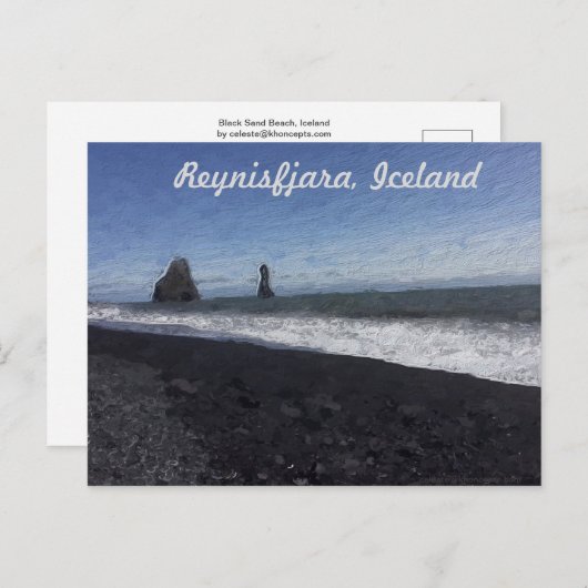 Carte Postale Plage de sable noir, Islande (Devant / Derrière)