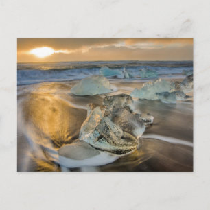 Carte Postale Plage de sable noir Jokulsarlon sud de l'Islande