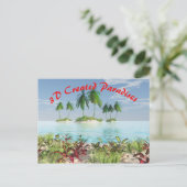 Carte Postale Plage de sable tropicale 3D Palm Tree Islands (Debout devant)