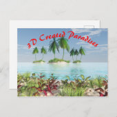 Carte Postale Plage de sable tropicale 3D Palm Tree Islands (Devant / Derrière)