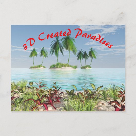Carte Postale Plage de sable tropicale 3D Palm Tree Islands (Devant)