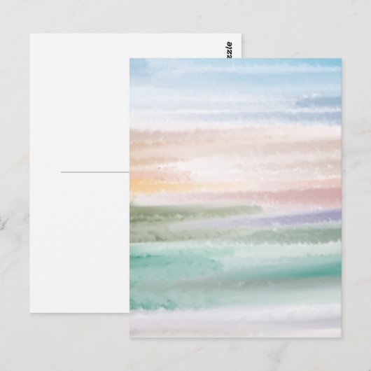 Carte Postale Plage de sable Vagues océaniques Coucher de soleil (Devant / Derrière)