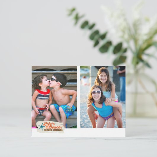 Carte Postale Plage de salutations d'été (Debout devant)