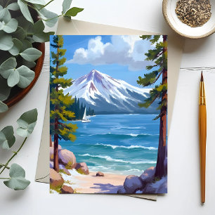 Carte Postale Plage de Sand Harbor Lac Tahoe Peinture