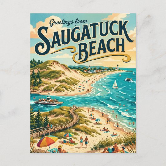 Carte Postale Plage de Saugatuck Michigan (Devant)