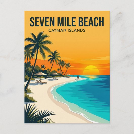 Carte Postale Plage de Sept Milles Îles Caïmans (Devant)