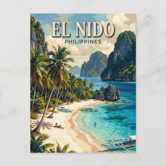 Carte Postale Plage de Seven Commandos El Nido Philippines (Devant)