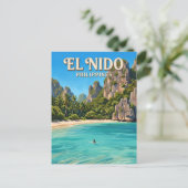 Carte Postale Plage de Seven Commandos, El Nido Philippines (Debout devant)