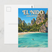 Carte Postale Plage de Seven Commandos, El Nido Philippines (Devant / Derrière)