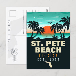 Carte Postale Plage de St. Pete Floride Coucher de soleil Rétro