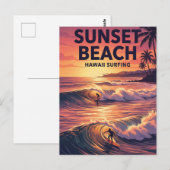 Carte Postale Plage de Sunset, Oahu Hawaï (Devant / Derrière)