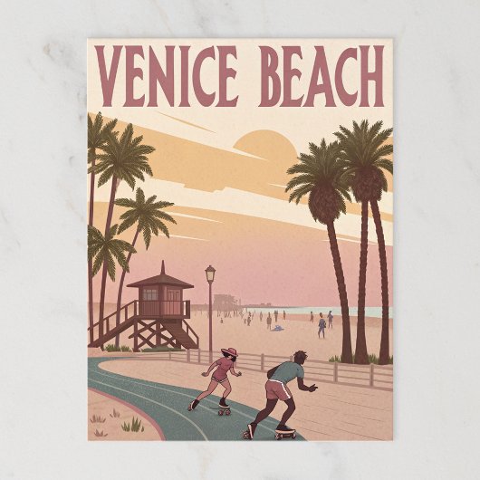 Carte Postale Plage de Venice Skaters en Retro