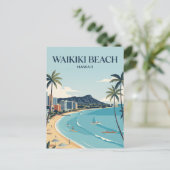 Carte Postale Plage de Waikiki (Debout devant)