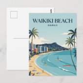 Carte Postale Plage de Waikiki (Devant / Derrière)