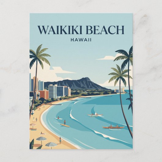 Carte Postale Plage de Waikiki (Devant)