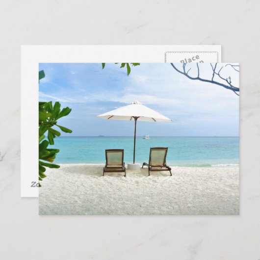 Carte Postale Plage des Maldives (Devant / Derrière)