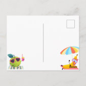 Carte Postale Plage d'été amusant dessin animé fruit (Dos)